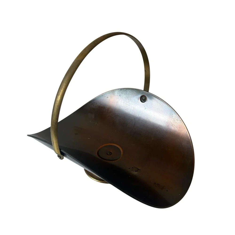 Vintage Coppercraft Guild Burnished Copper Basket with Brass Swing Handle